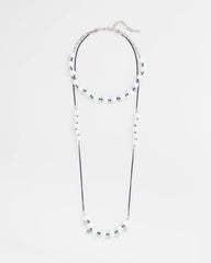 Chico's On Sale Blue And White Convertible White Stone Necklace