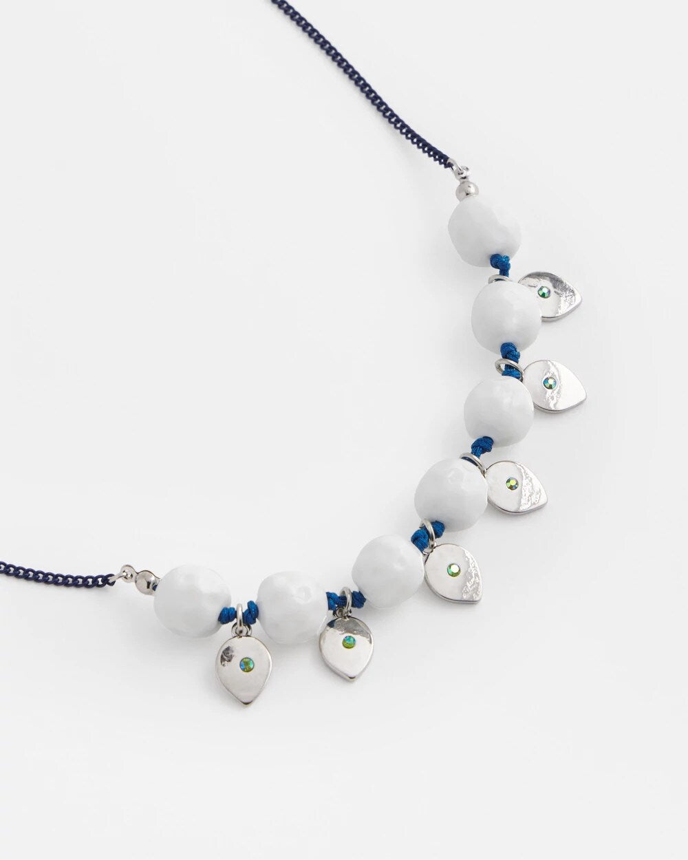 Chico's On Sale Blue And White Convertible White Stone Necklace
