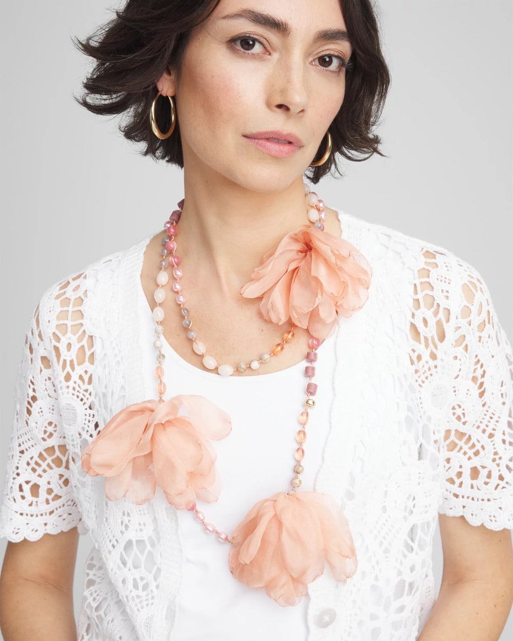Chico's For Sale Pink Pink Floral Aventurine Long Single Necklace