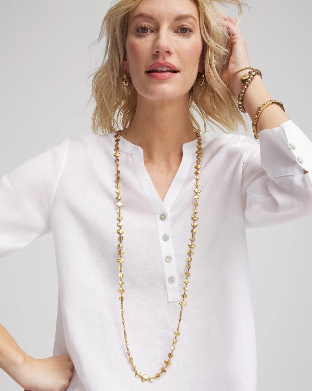 Chico's Discount Gold Gold Nugget Single Strand Necklace
