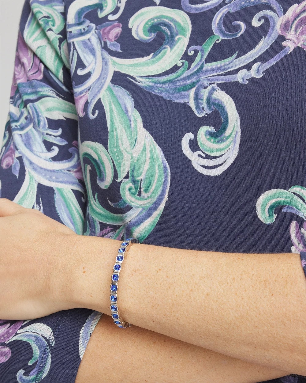 Chico's On Sale Blue Small Faceted Stretch Bracelet
