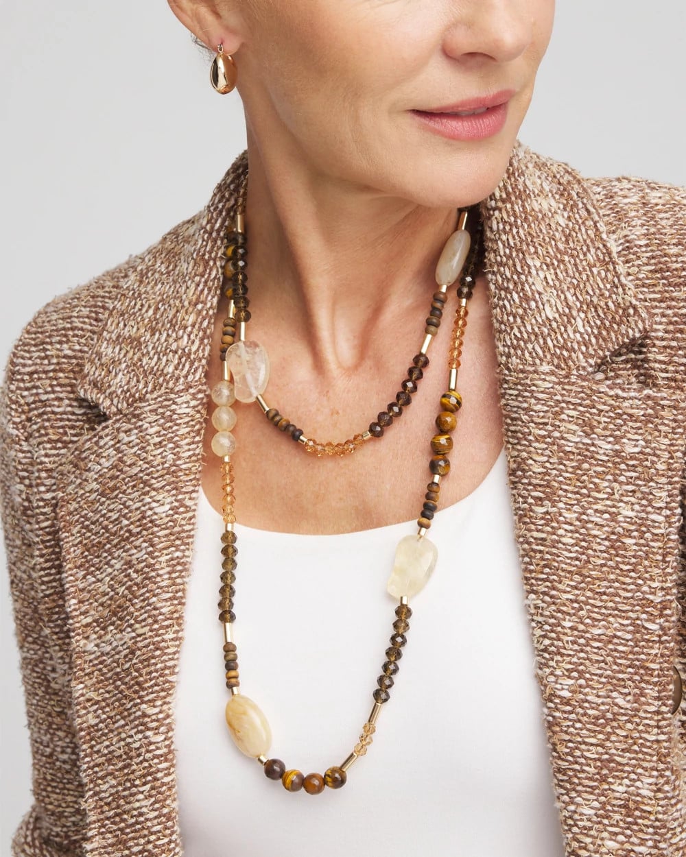Chico's For Sale Neutral Tiger's Eye Single-Strand Necklace
