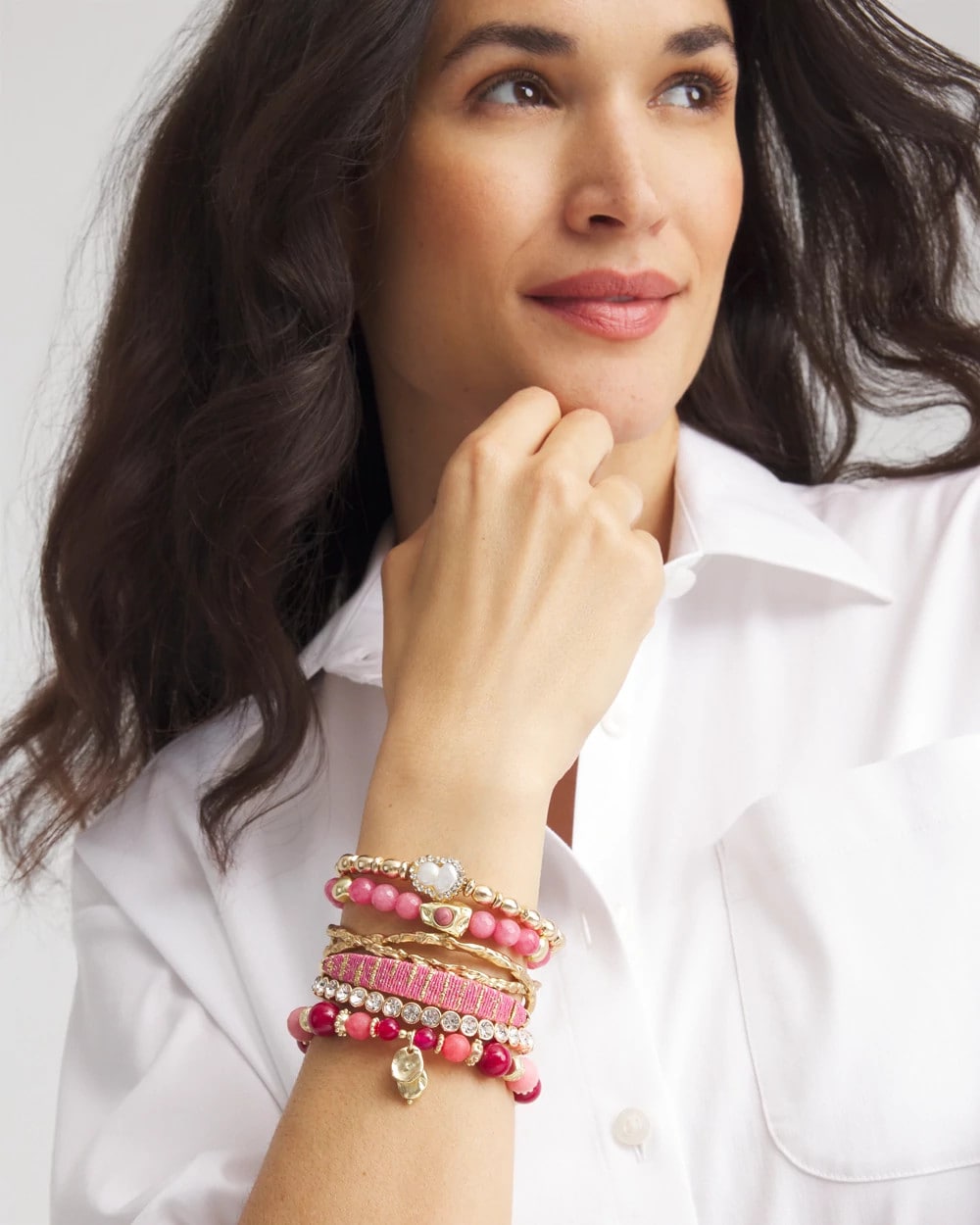 Chico's Online Pink Thread Wrapped Cuff Bracelet