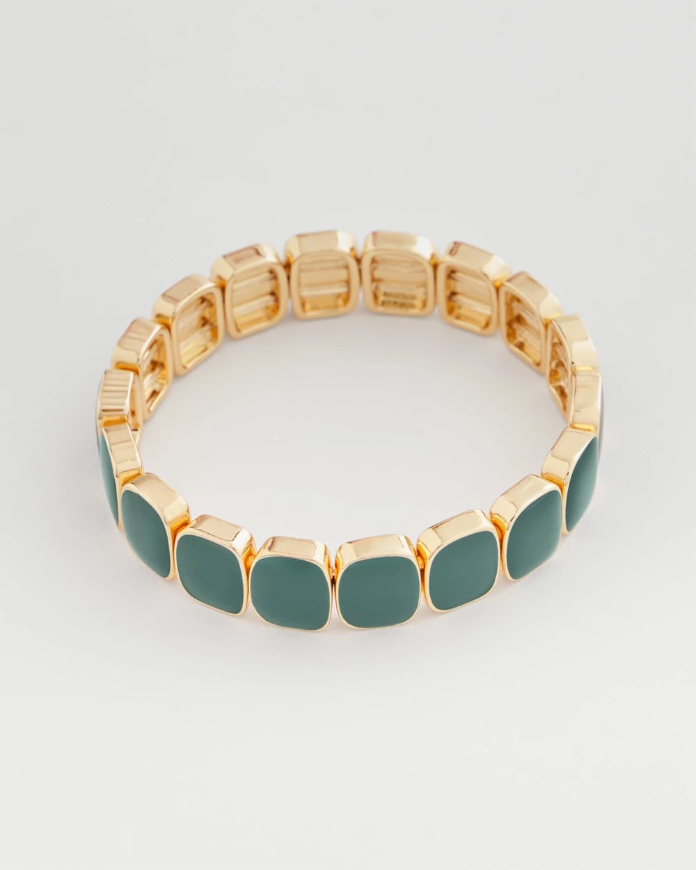 Chico's Sale Darkest Spruce Resin Goldtone Square Stretch Bracelet
