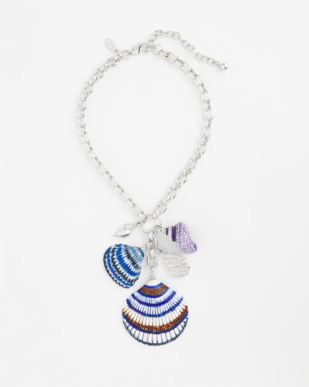 Chico's Outlet Blue And White Silver-Tone Seashell Pendant Necklace