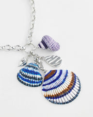Chico's Outlet Blue And White Silver-Tone Seashell Pendant Necklace