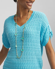 Chico's On Sale Blue Gold Tone Single-Strand Necklace