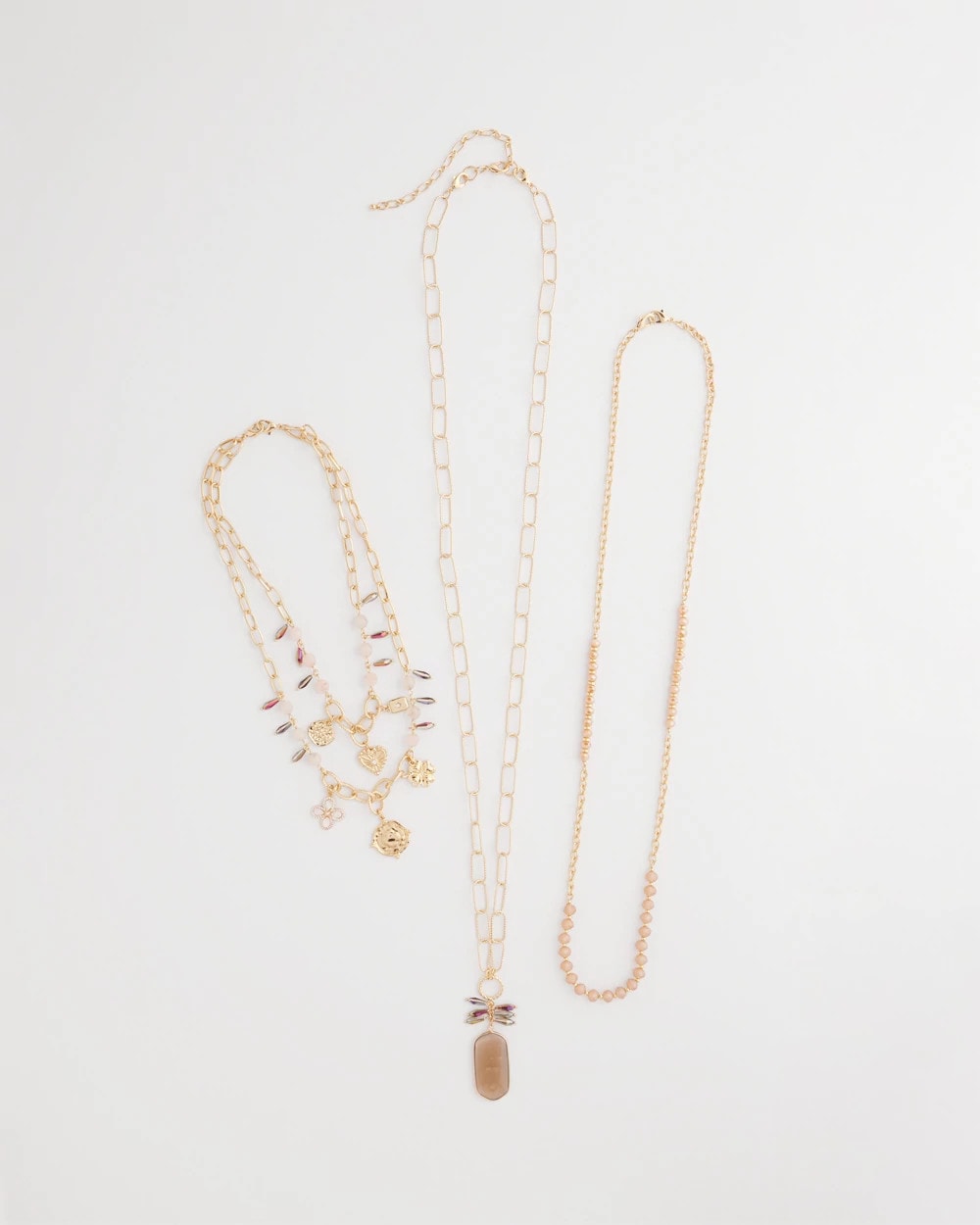 Chico's For Sale Pink Convertible Pink & Gold Beaded Necklace