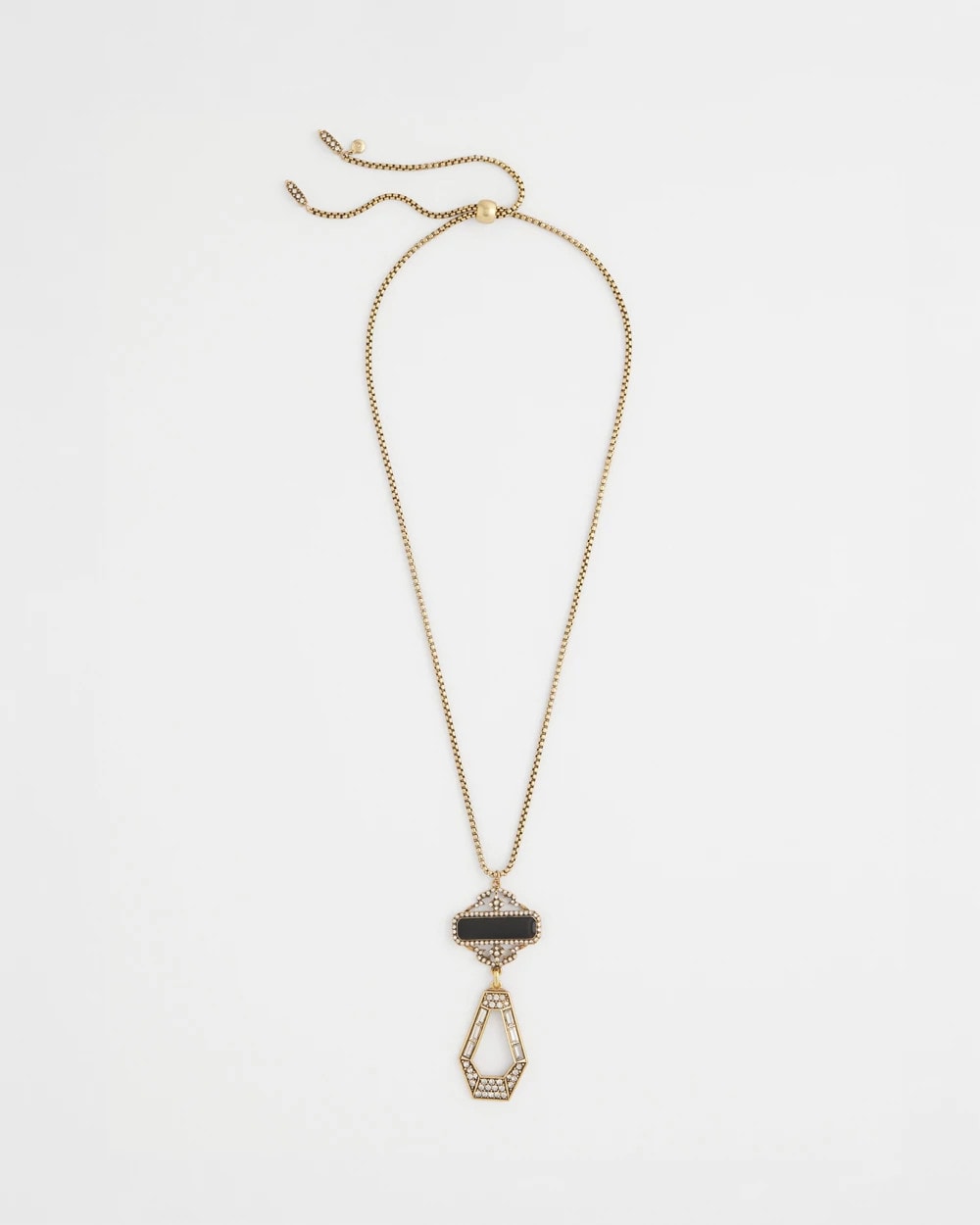 Chico's Online Black/Gold Adjustable Amulet Pendant Necklace