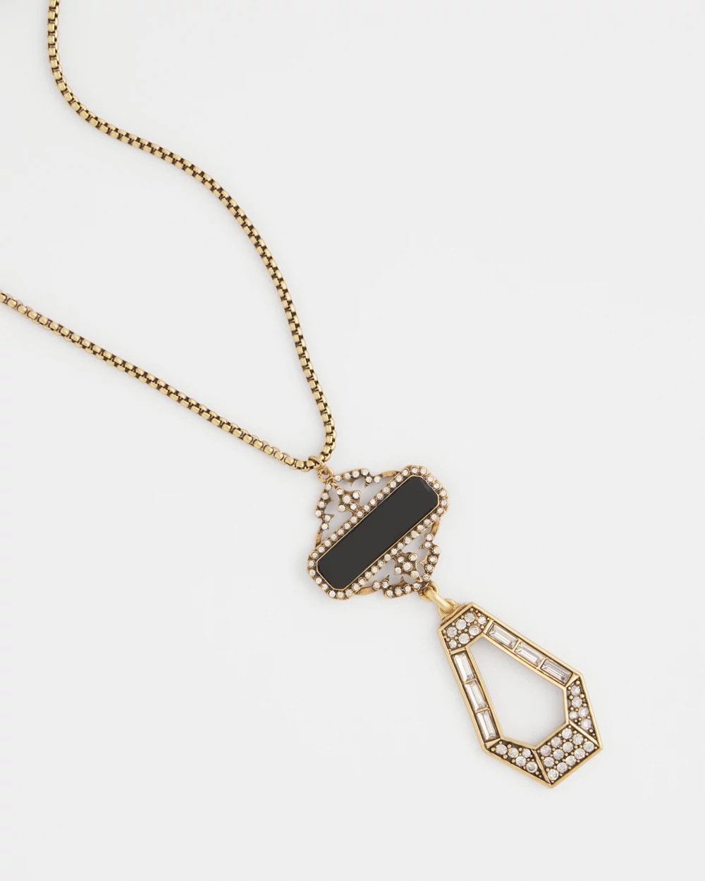 Chico's Online Black/Gold Adjustable Amulet Pendant Necklace