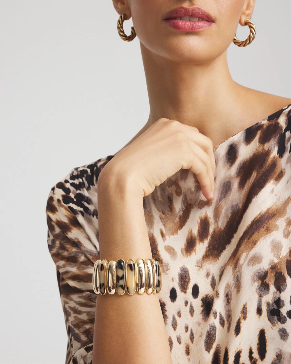 Chico's Outlet Brown Tortoise Stretch Bracelet