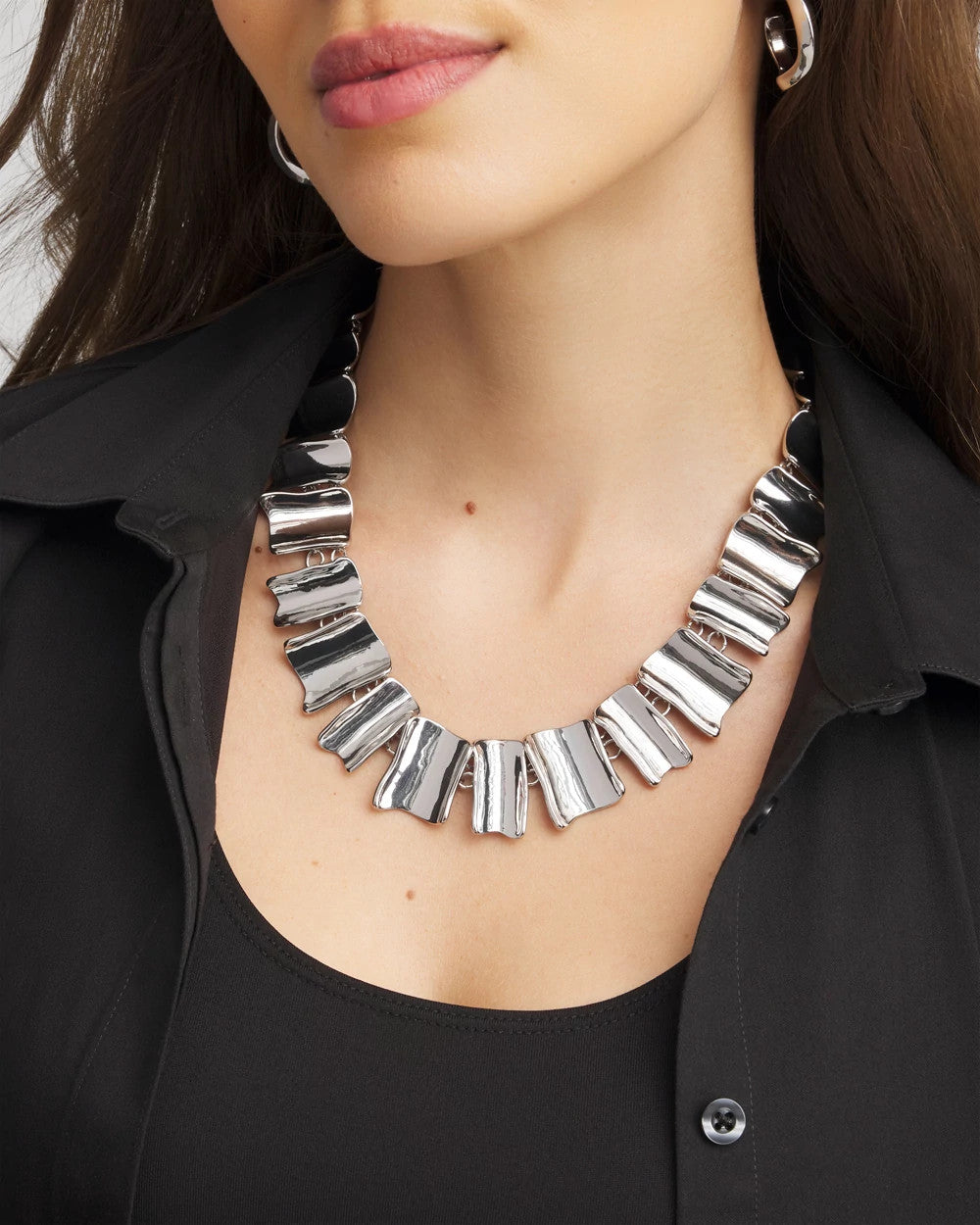 Chico's For Sale Silver Silver Wave Collar Necklace