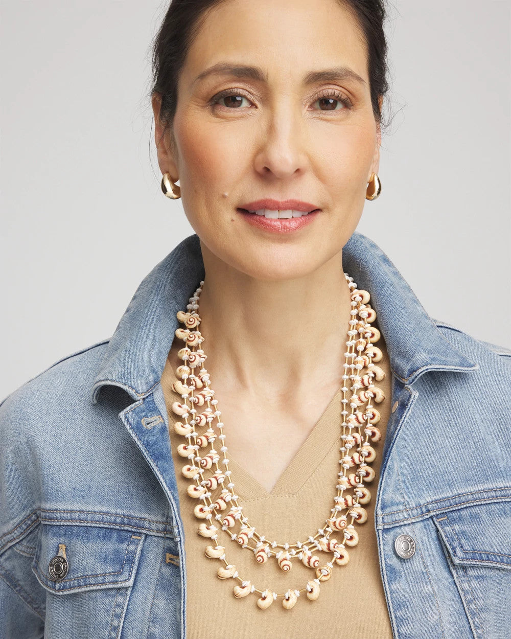 Chico's Sale Neutral Multi-Strand Shell Necklace