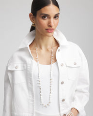 Chico's Outlet White White Beaded Single Strand Necklace