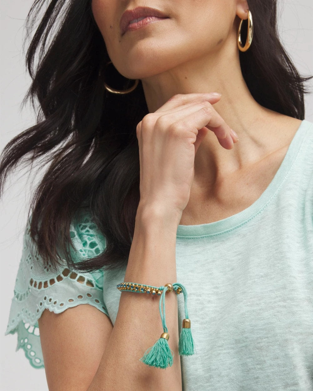 Chico's On Sale Turquoise Adjustable Thread Wrapped Bracelet