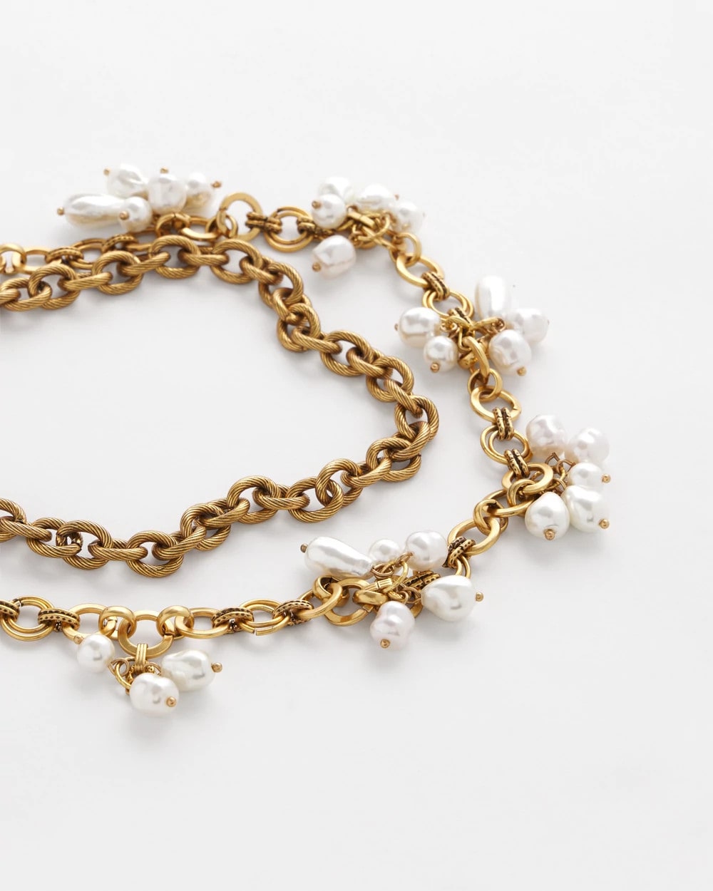Chico's For Sale White/Gold Modern Pearl Clusters Choker Necklace