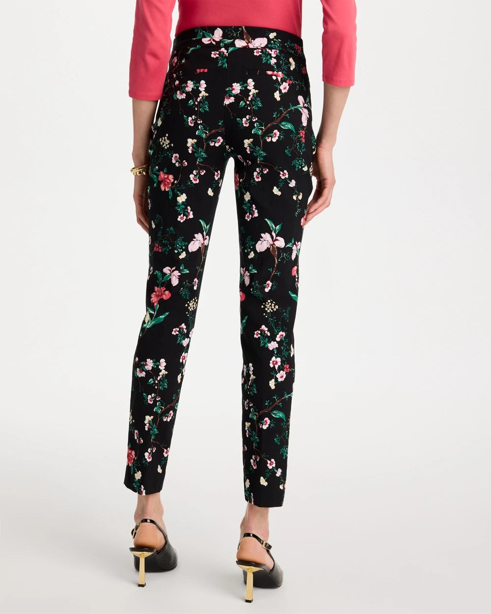 Chico's Discount Black Kyoto Bloom Brigitte™ Slim Ankle Pants