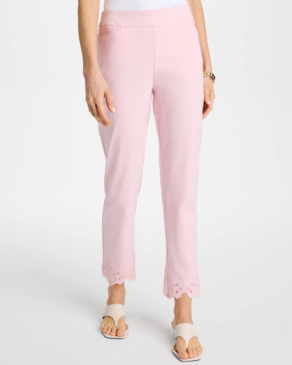 Chico's Sale Sweet Blossom Embroidered Brigitte™ Slim Crop Pant
