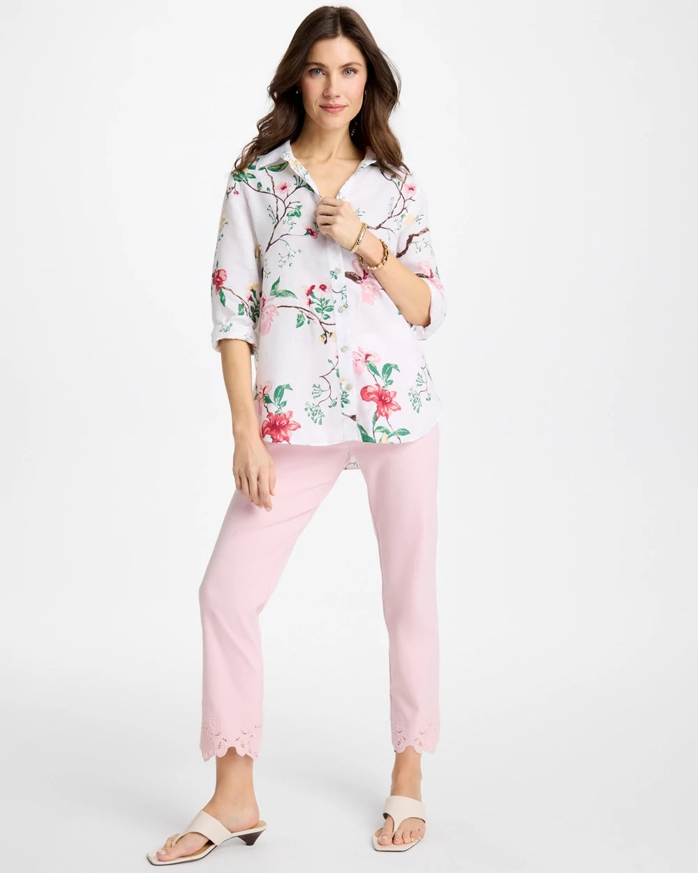 Chico's Sale Sweet Blossom Embroidered Brigitte™ Slim Crop Pant