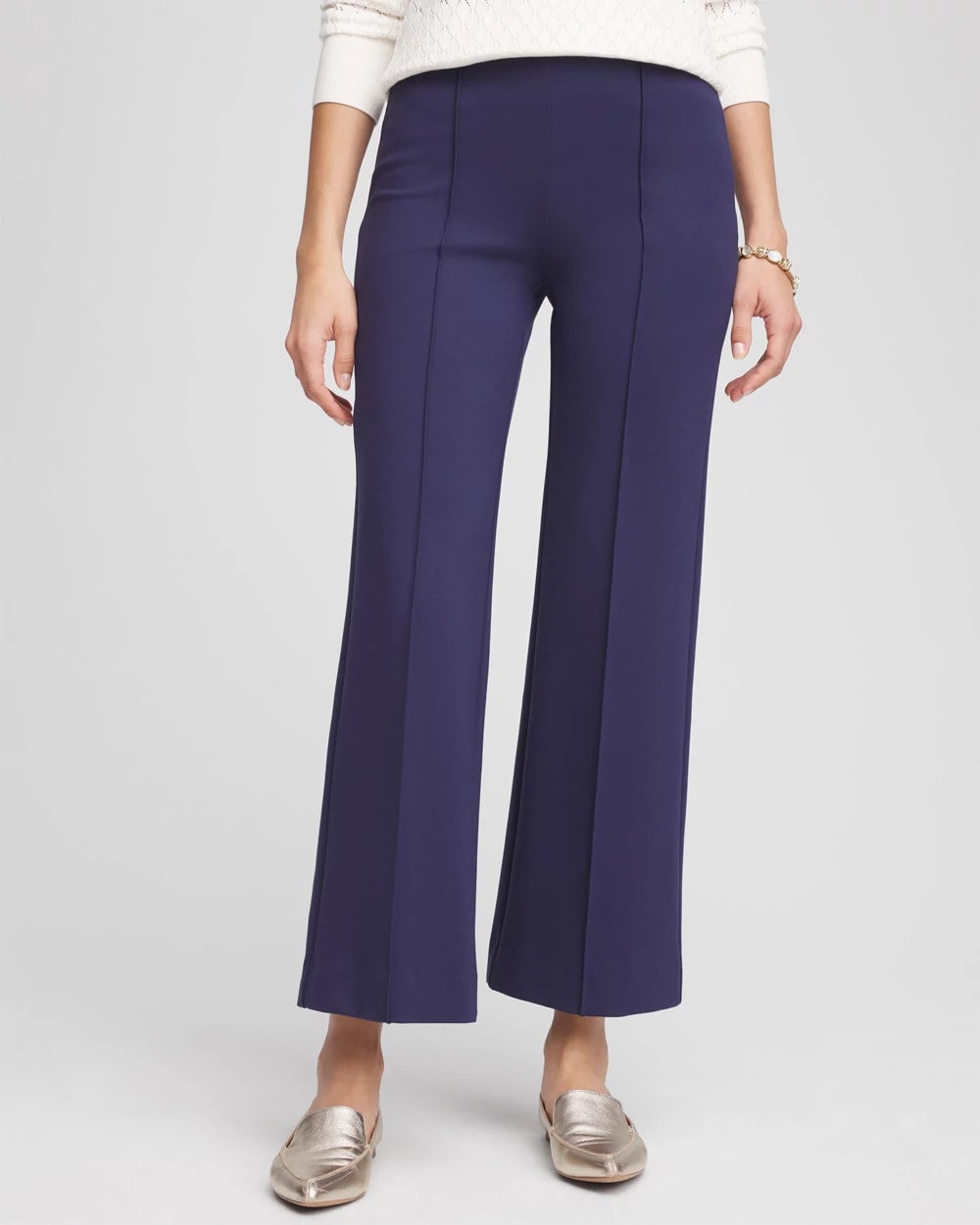Chico's Outlet Passport Blue Lightweight Juliet Kick Flare Pants