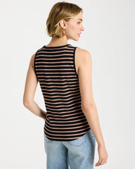 Chico's On Sale Mocha Mousse Striped High Neck Rib Tank