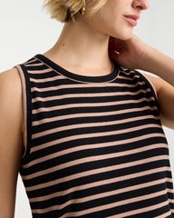 Chico's On Sale Mocha Mousse Striped High Neck Rib Tank