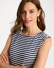 Chico's For Sale Passport Blue Cotton Striped Button Tee