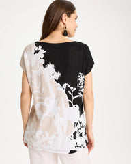 Chico's Online Black Linen Floral Seamed Tunic