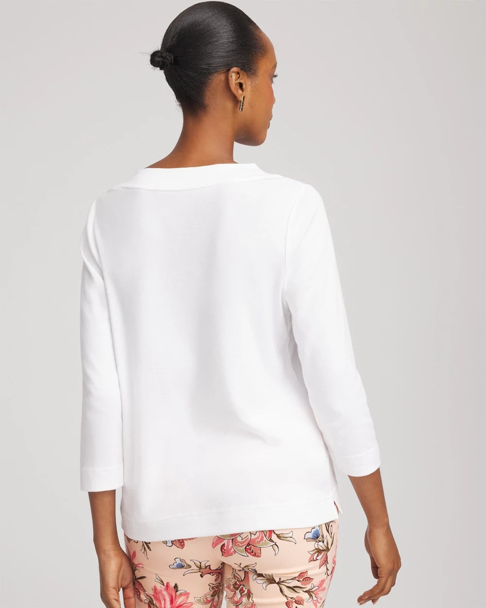Chico's Sale Alabaster Short Pima 3/4 Sleeve Tee