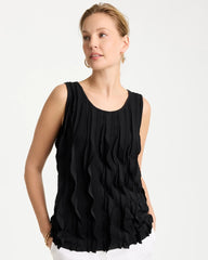 Chico's Discount Black 3-D Ruffled Tank