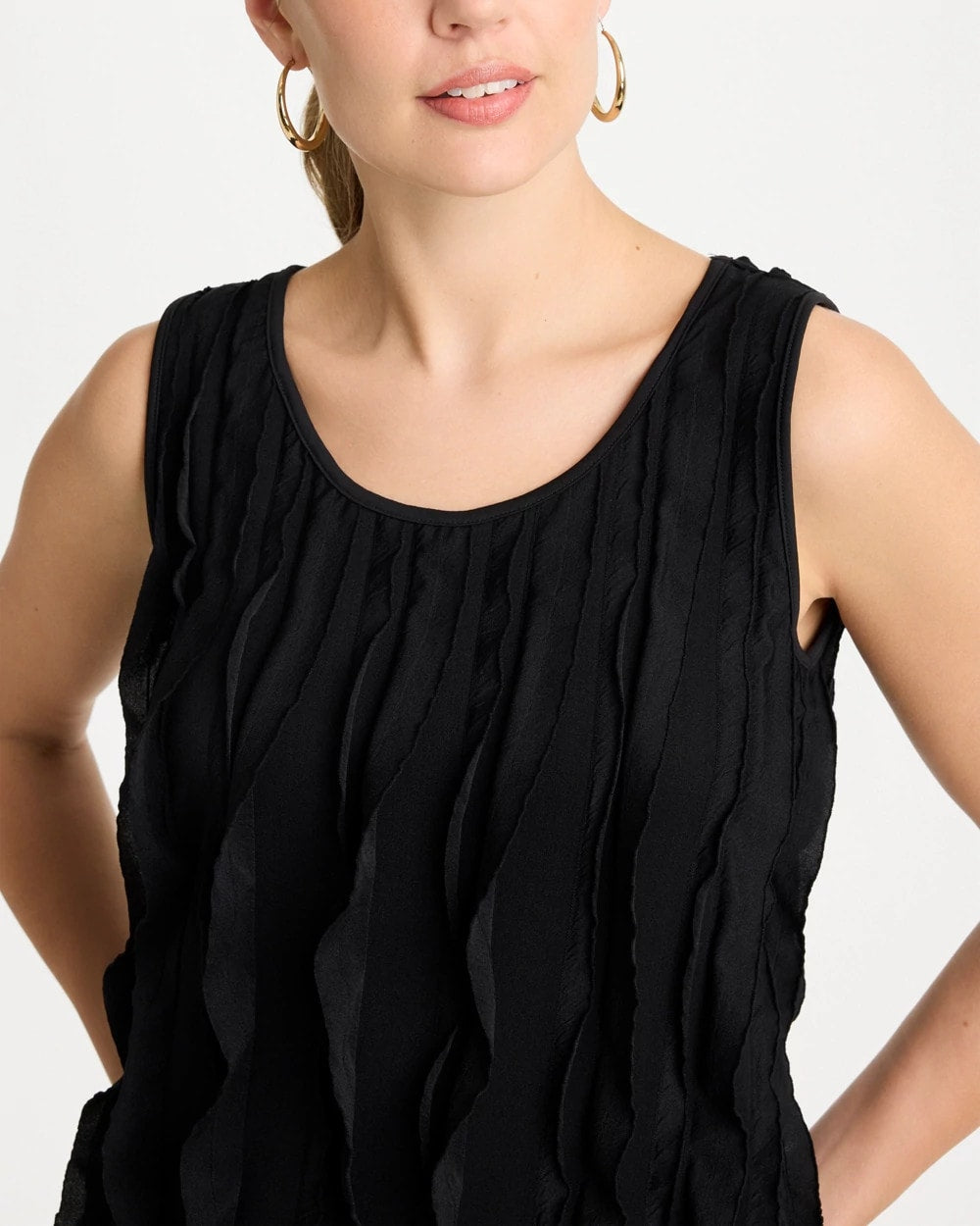 Chico's Discount Black 3-D Ruffled Tank