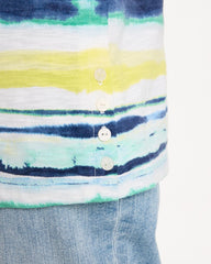 Chico's On Sale Sage Lime Striped Cotton Slub Elbow-Sleeve Tee