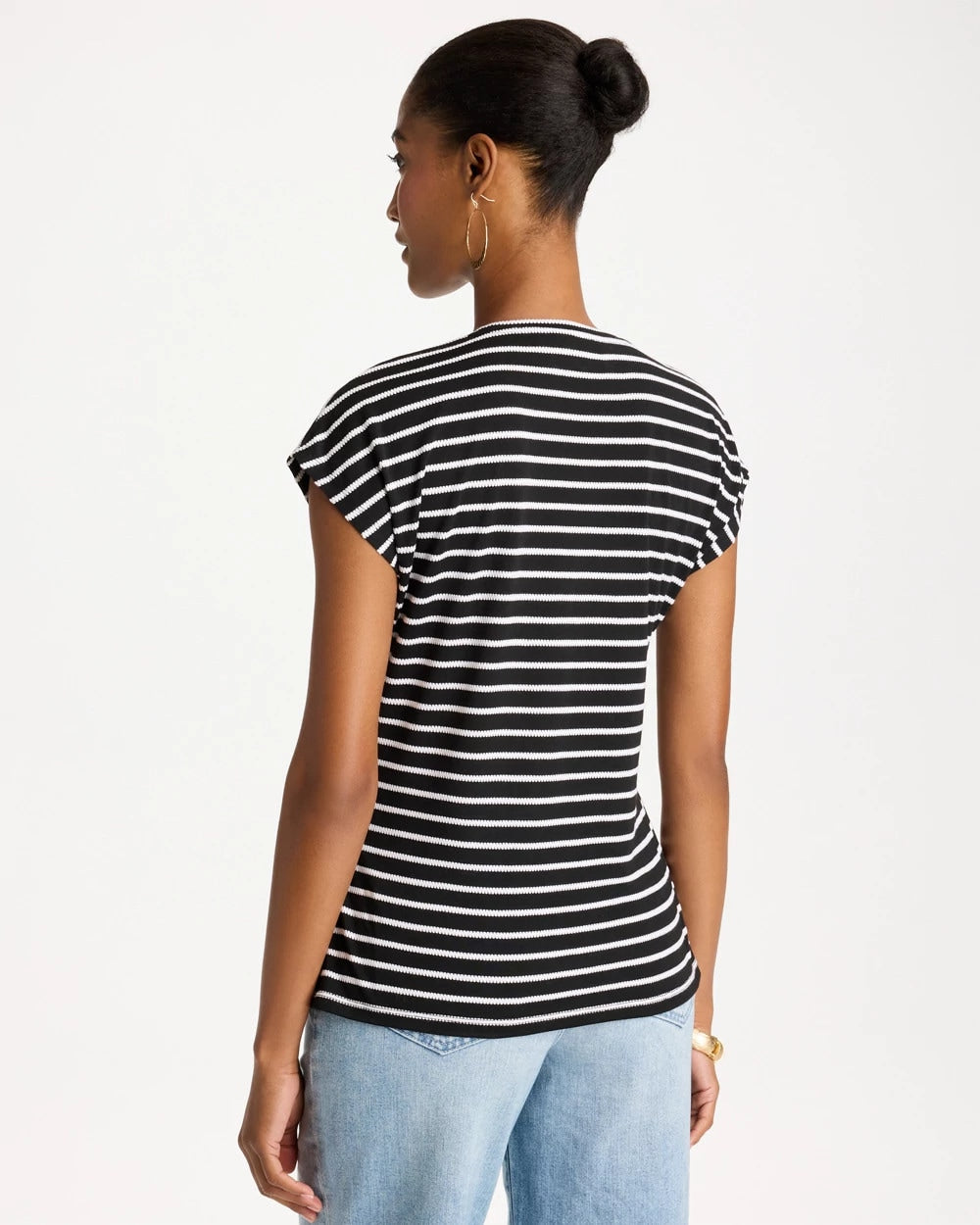 Chico's For Sale Black Striped Tie-Front Tee