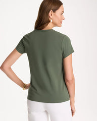 Chico's Discount Kelp Forest Embellished Cotton Stretch Cap-Sleeve Tee
