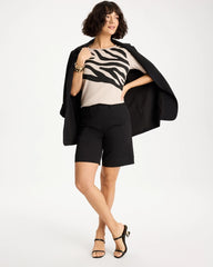 Chico's Sale Smokey Taupe Zebra Pima Elbow Sleeve Tee