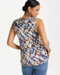 Chico's For Sale Passport Blue Printed Jersey Satin Tank Top