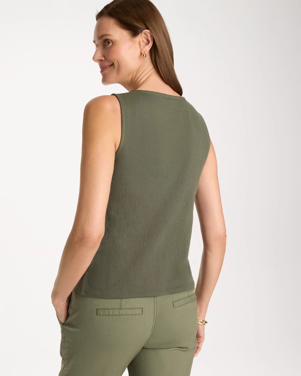 Chico's For Sale Kelp Forest Knit Gauze Tank