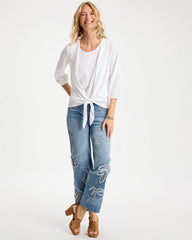 Chico's Online Alabaster Knit Gauze Tie-Front Cardigan