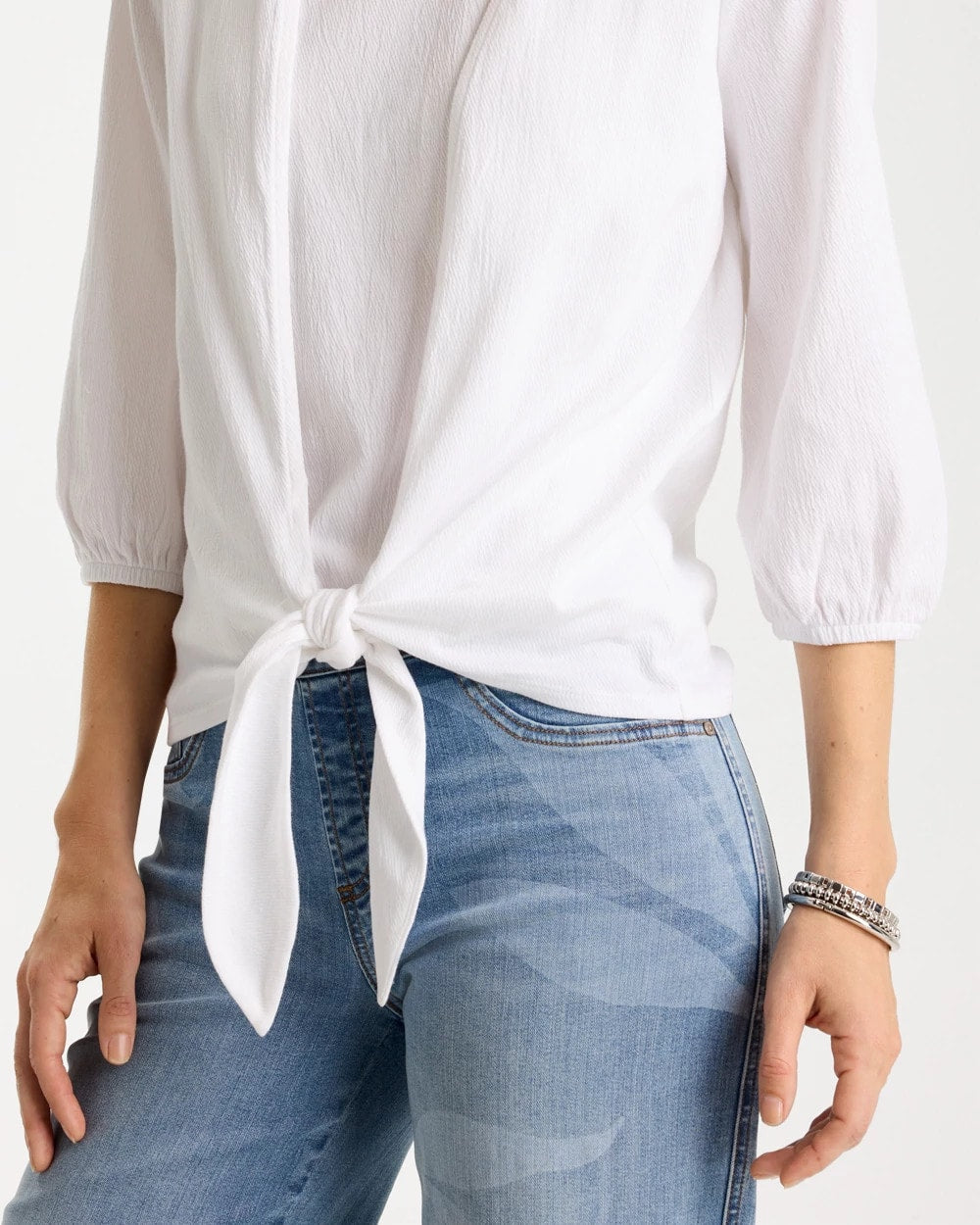 Chico's Online Alabaster Knit Gauze Tie-Front Cardigan
