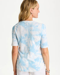 Chico's Sale Blue Haven Tie-Dye Palm Cotton Slub V-Neck Tee