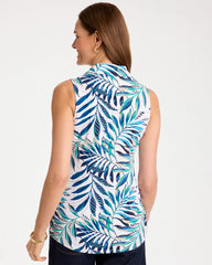 Chico's On Sale Passport Blue Palm Collared Tunic Tank