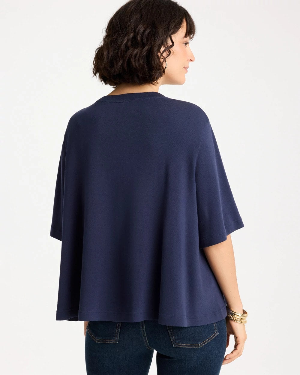 Chico's Sale Passport Blue Caviar Beaded Cotton Tee