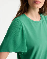Chico's Discount Green Clover Gauze Sleeve Soft-Stretch Tee