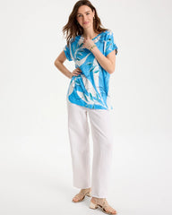 Chico's Outlet Blue Tide Printed Linen Button Tunic