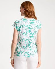 Chico's On Sale Green Clover Refined Palm Button Tee