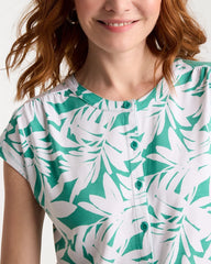 Chico's On Sale Green Clover Refined Palm Button Tee