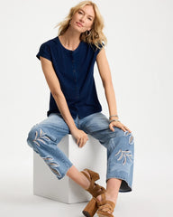 Chico's For Sale Riviera Authentic Refined Denim Button Tee