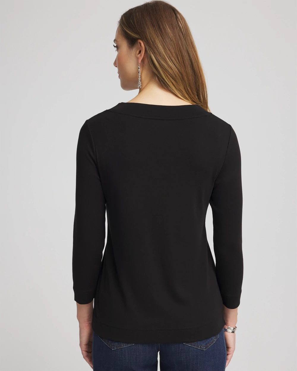 Chico's Online Black Pima Cotton 3/4 Sleeve Tee