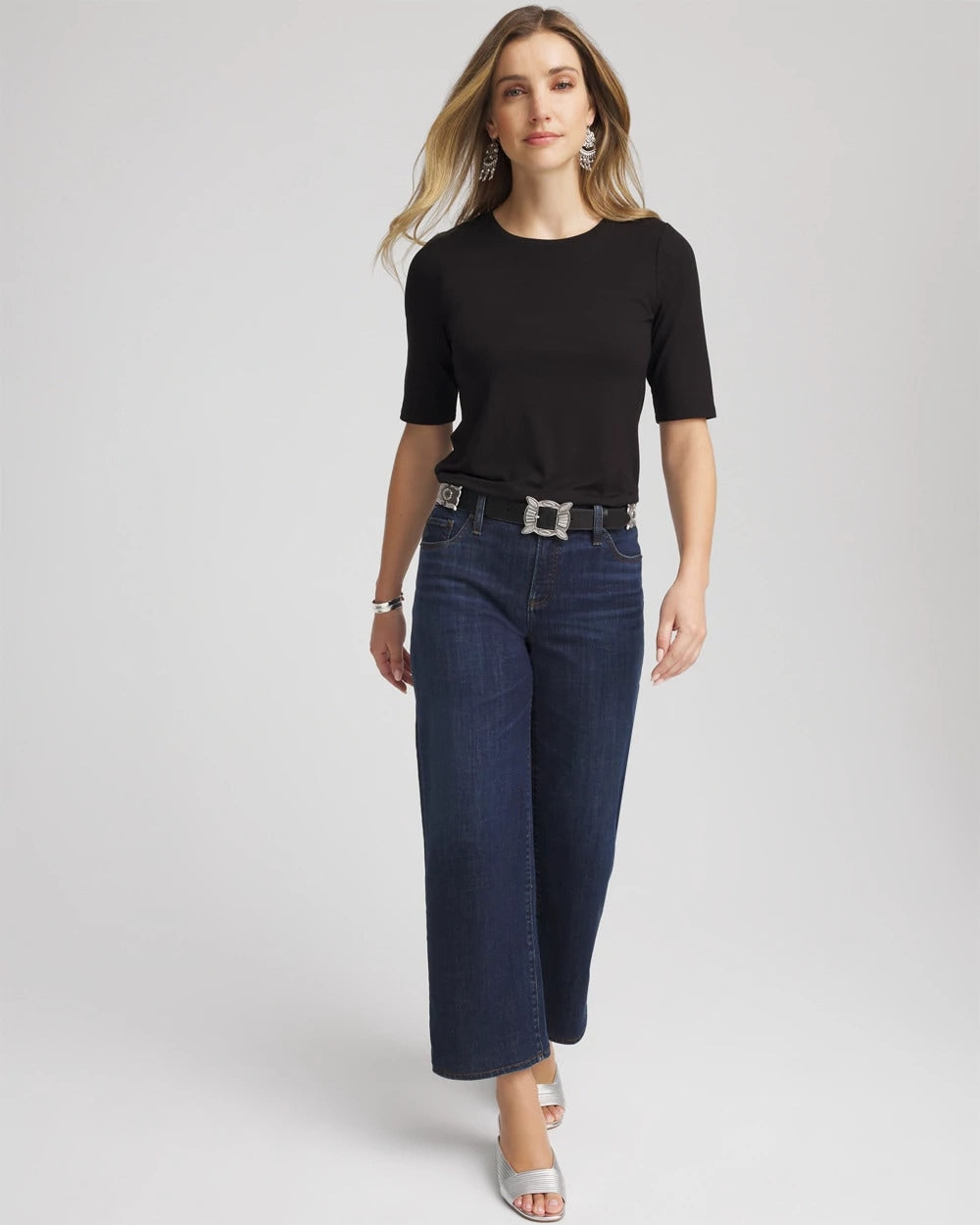 Chico's Discount Black Elbow Sleeve Tee