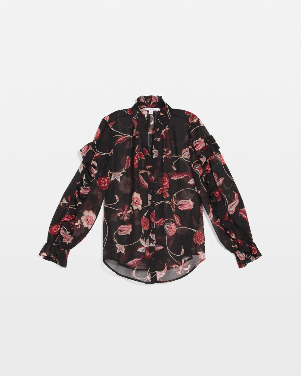 Chico's Sale Black Georgette Celtic Blooms Blouse